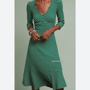 Maeve Anthropologie Striped V-Neck Dress large